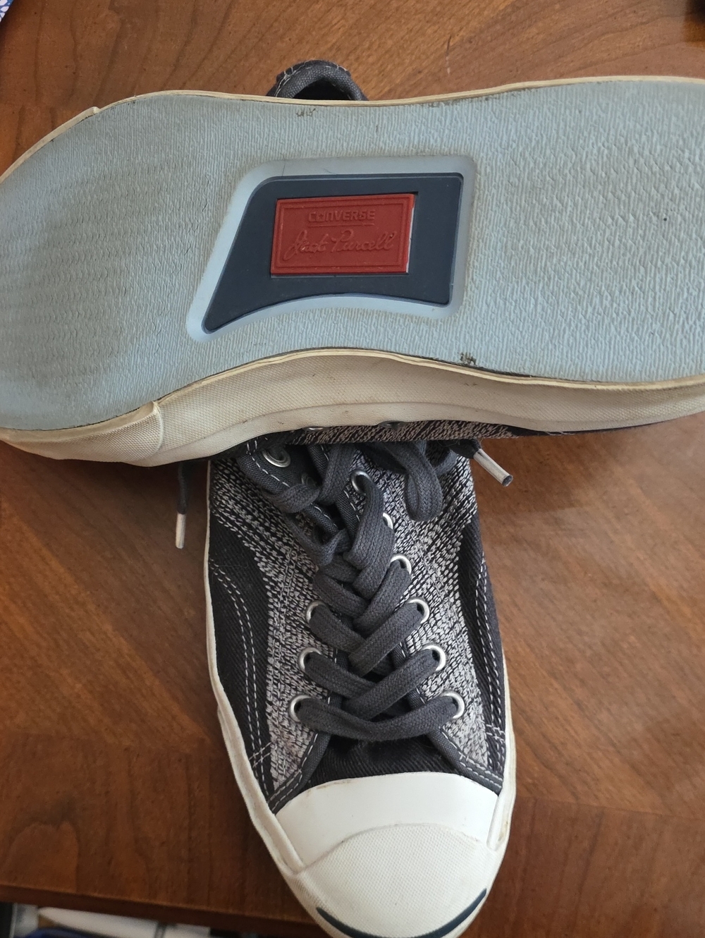 Converse Jack Purcell Knit Low-Top Sneakers in Black + Gray Size 11 - Picture 4 of 7